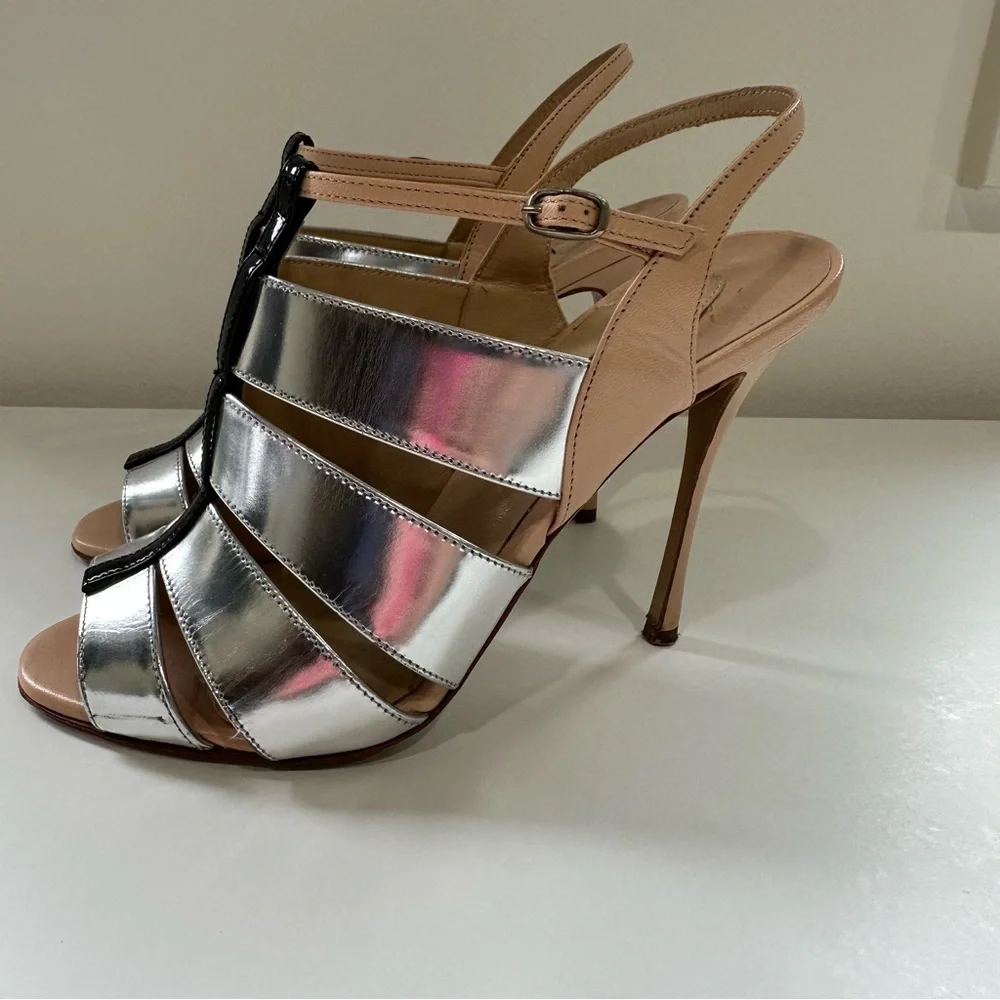 Nicholas Kirkwood Metallic Silver and Nude Heels with Black Details, Size: 37 - Picture 12 of 13